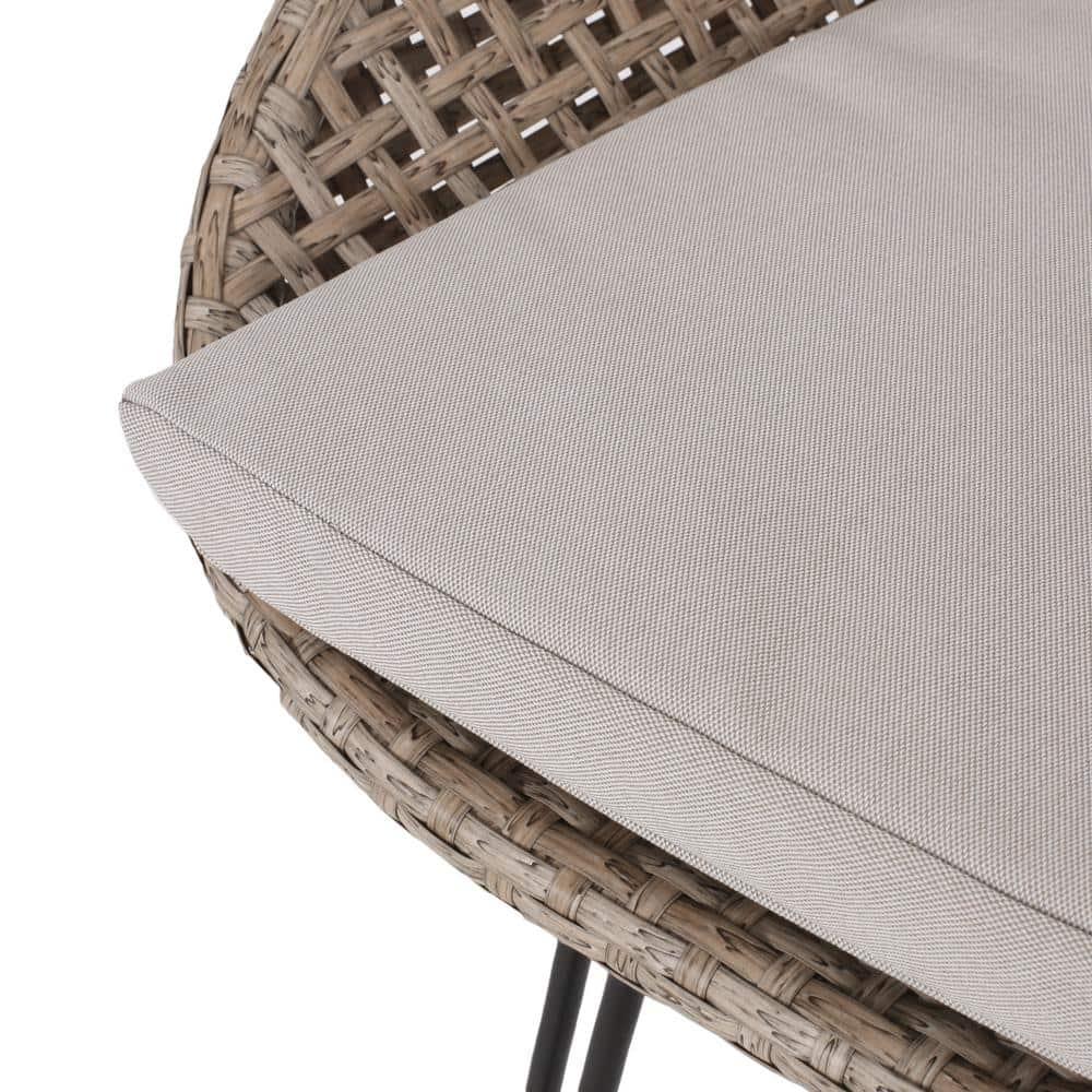 Verano Wicker and Metal Outdoor Barstools with Cushion, Set of 2, Mixed Brown and Beige
