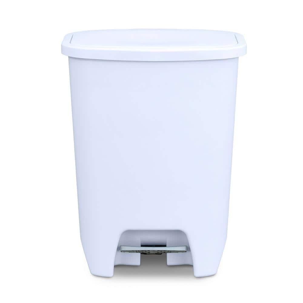 GLAD™ White Plastic Step Trash Can
