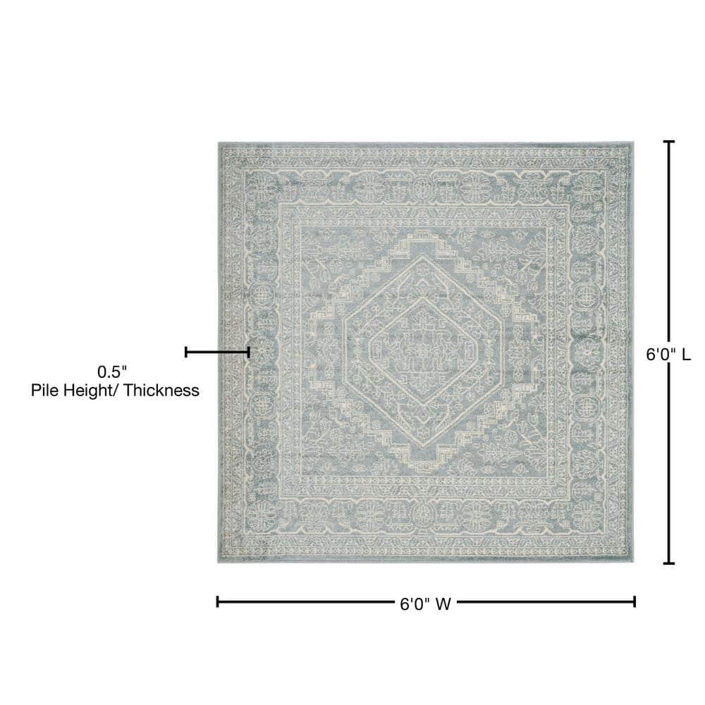 Adirondack ADR108 Power Loomed Area Rug - Slate/Ivory - 6'x6' - Safavieh.