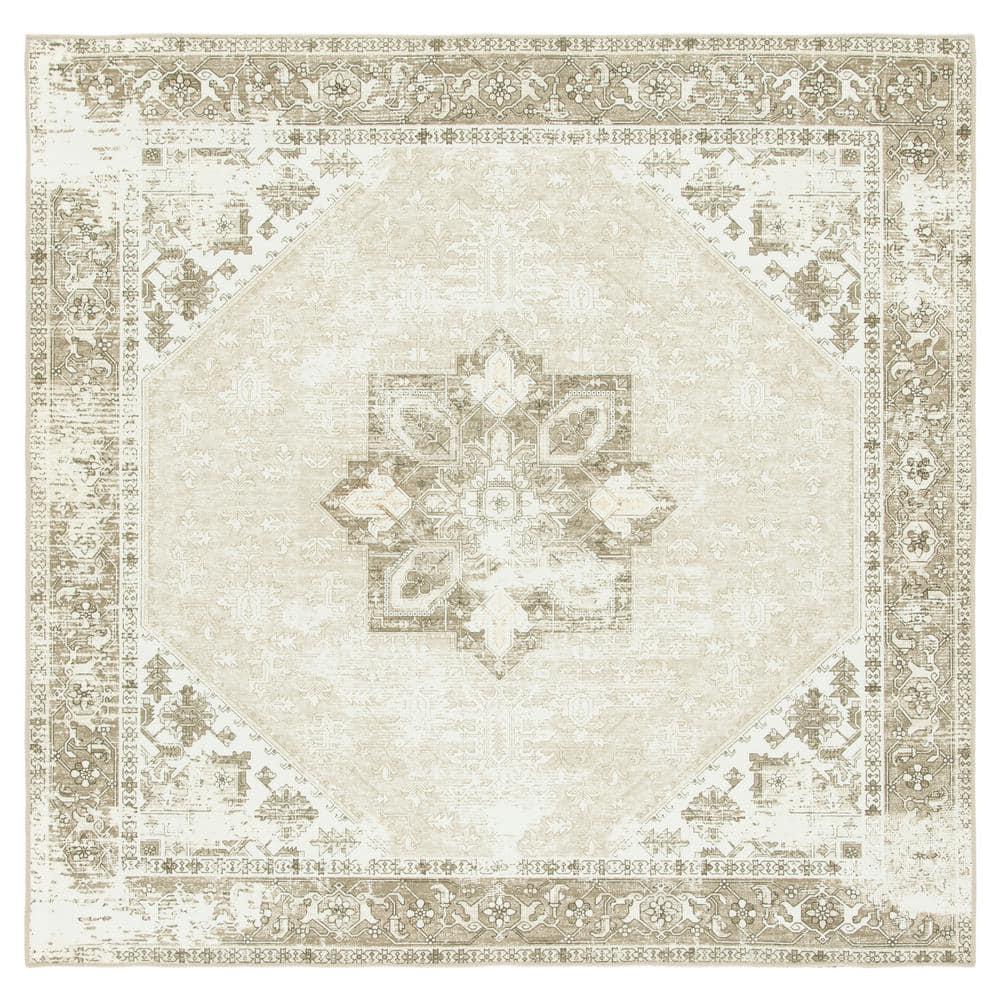 Tucson Vintage Persian TSN102 Power Loomed Machine Washable Skid-Resistant Indoor Area Rug - Sage/Ivory - 5'x5' - Safavieh