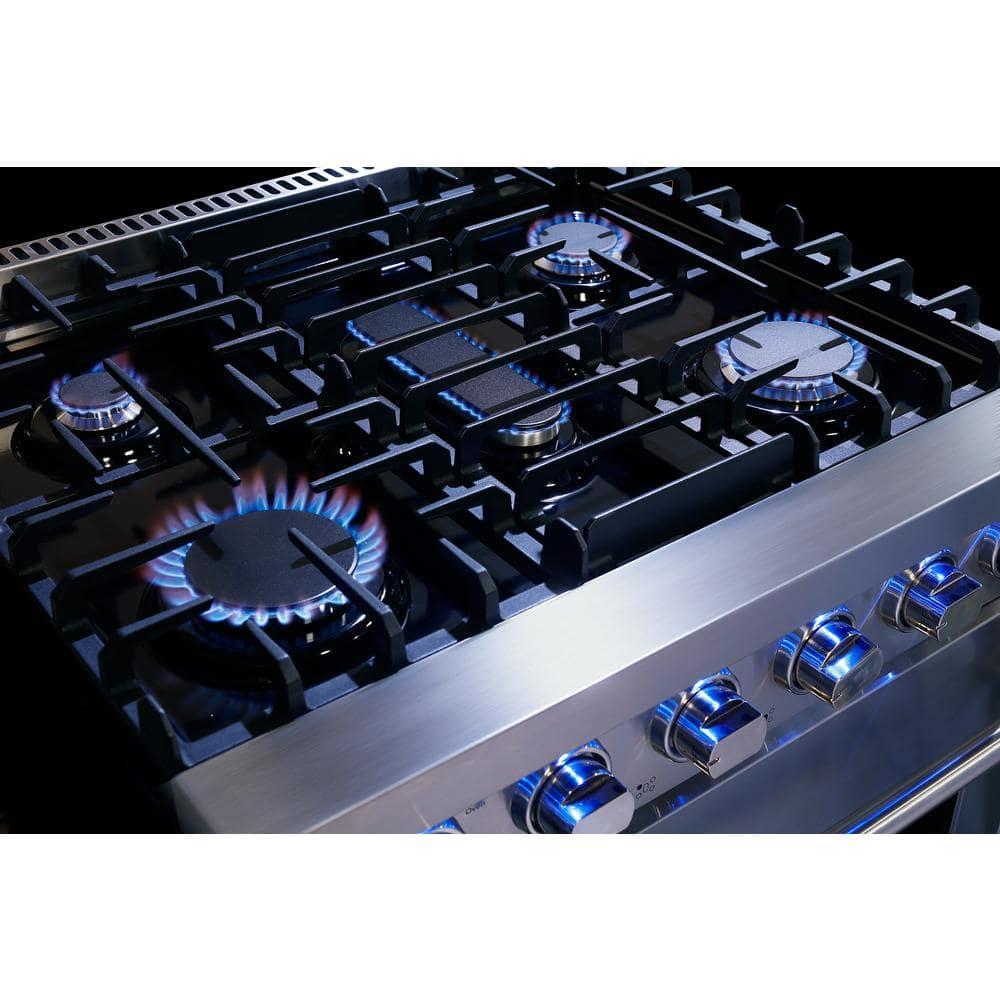Cosmo 30 in. Haven Collection 4.5 cu. ft. Gas Range with 5 Sealed Burners, Convection Oven, Knob LED Lights, Stainless Steel