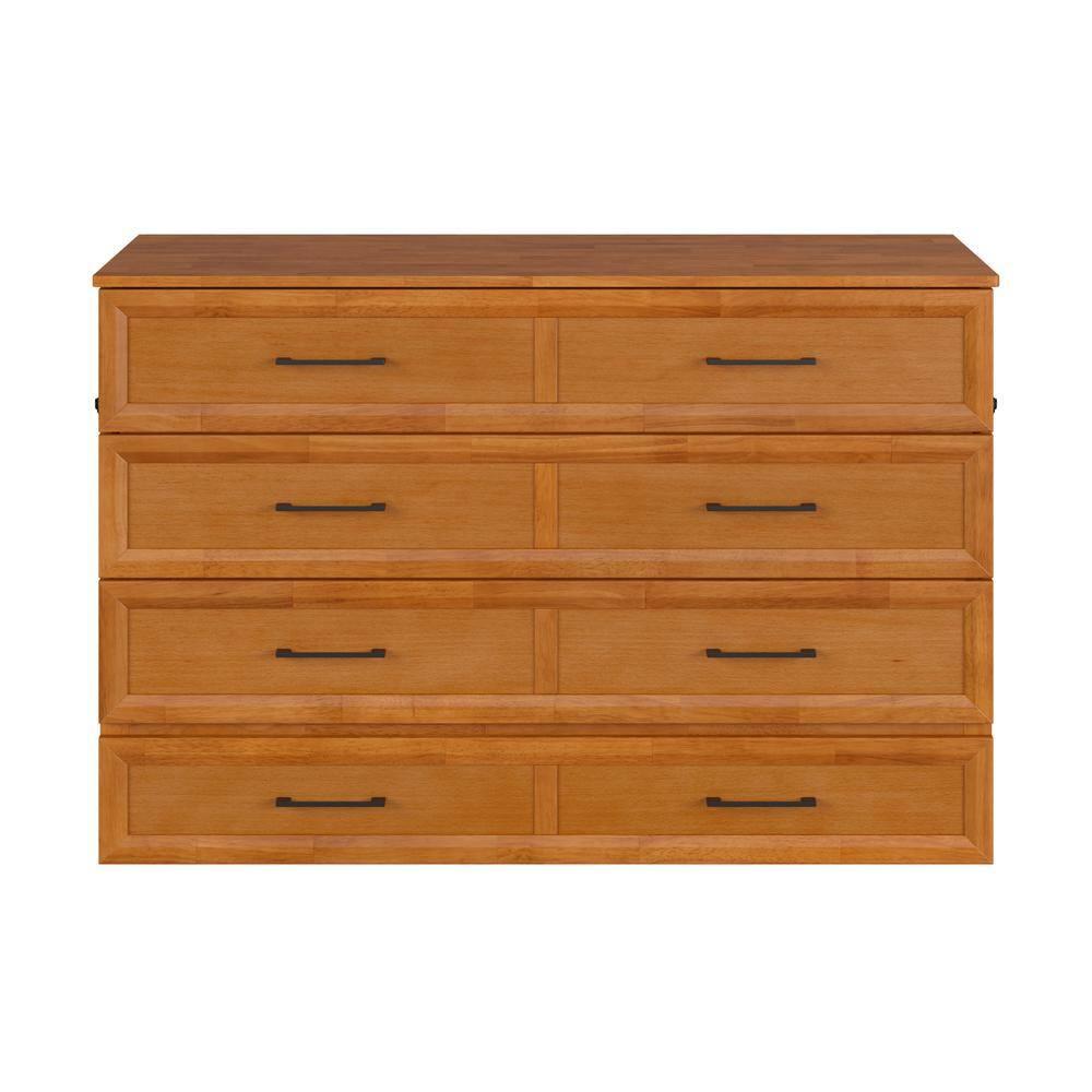 AFI Sedona Queen Murphy Bed Chest with Drawer & Built-in Charger, Light Toffee