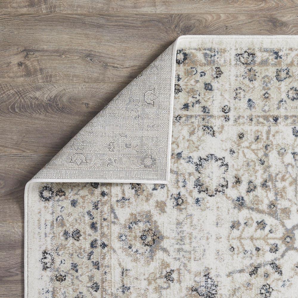 Kehleigh Oviel Cream 9 ft. 10 in. x 12 ft. 10 in. Oriental Polypropylene Indoor Area Rug