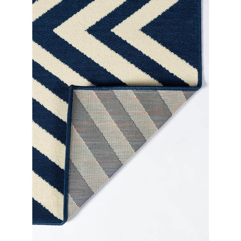 Momeni Baja Zig Zag Navy Indoor Outdoor Rug 2'3" X 7'6" Runner