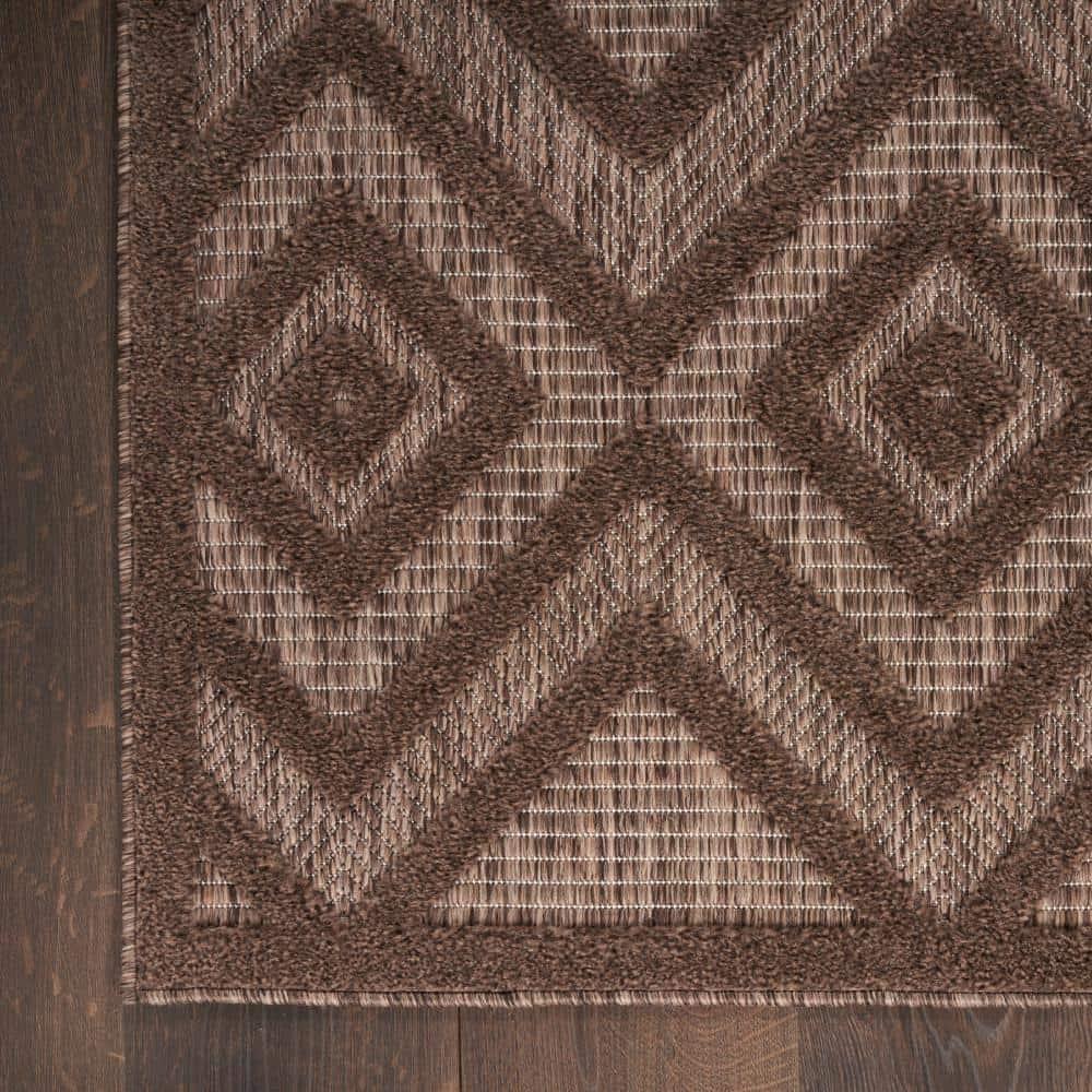 Nourison Versatile Diamond Geometric Flatweave Indoor Outdoor Area Rug Brown 5' x 7'