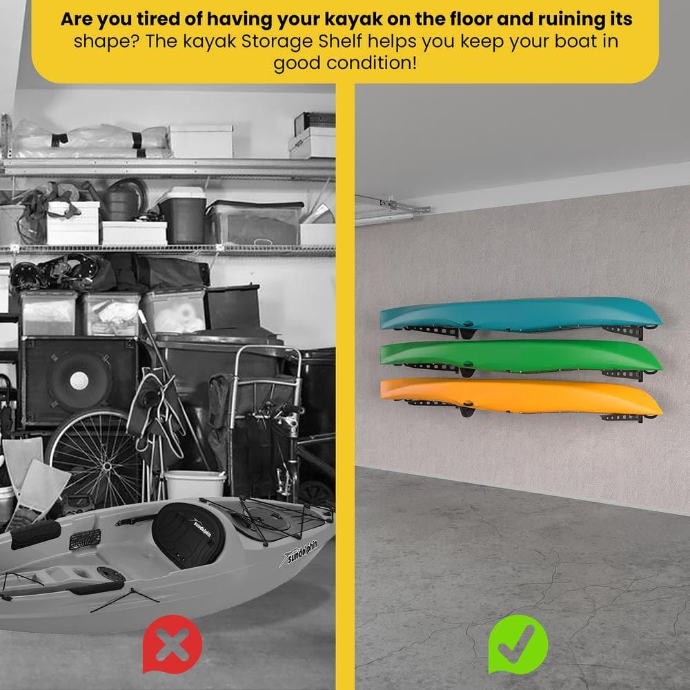 2 Pack Wall Mounted Kayak Rack - Made in USA 30" Arms