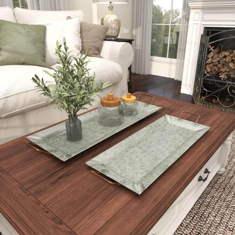 Farmhouse Rustic Serving Tray Set Gray 2pk - Olivia & May