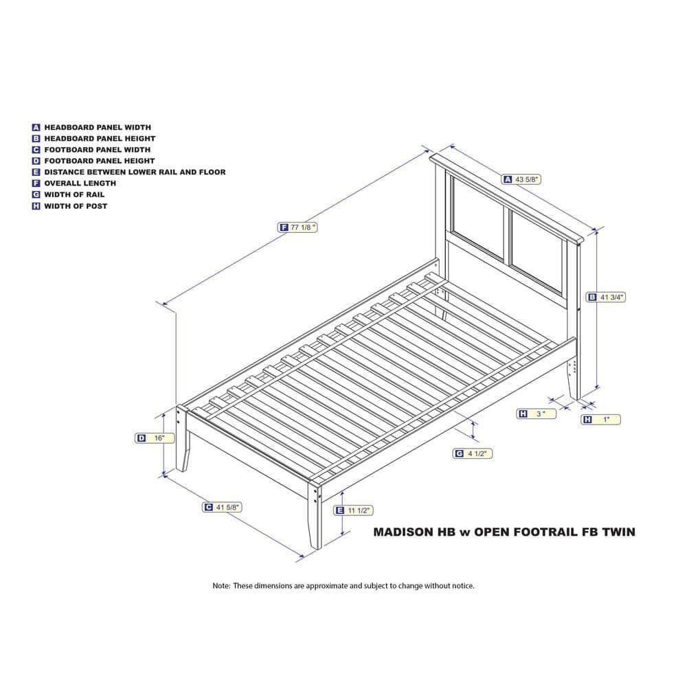 Madison Platform Bed with Open Foot Board in Multiple Colors and Sizes