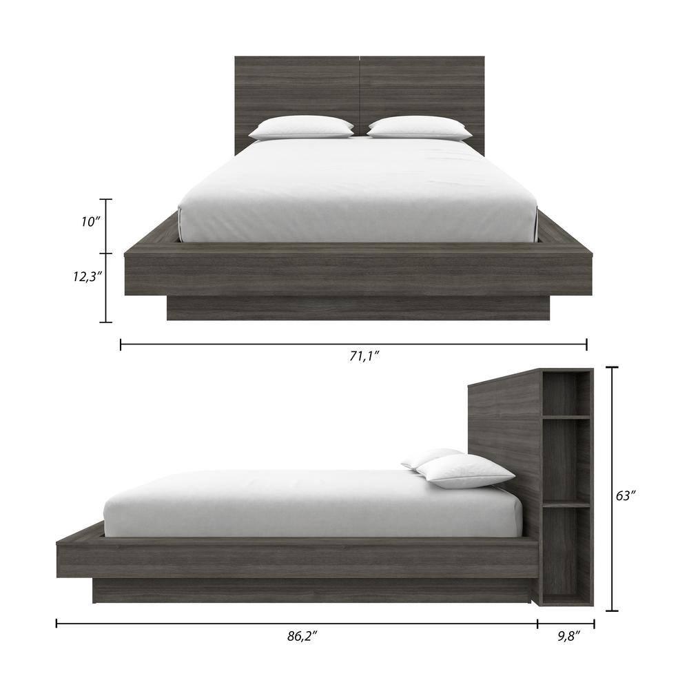 Nexera Marconi Platform Bed Set In Grey Oak