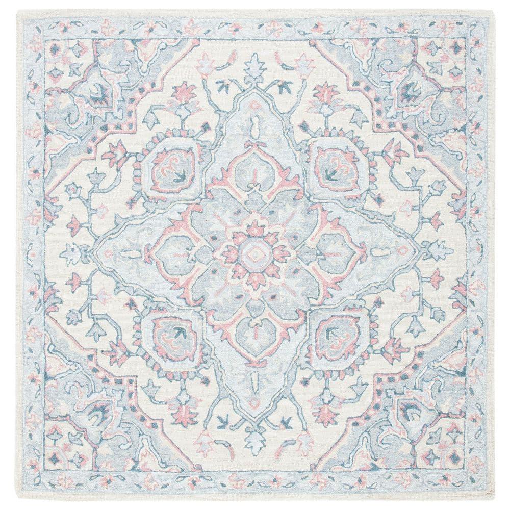 Heritage HG922 Hand Tufted Area Rug - Beige/Blue - 6'x6' - Safavieh.
