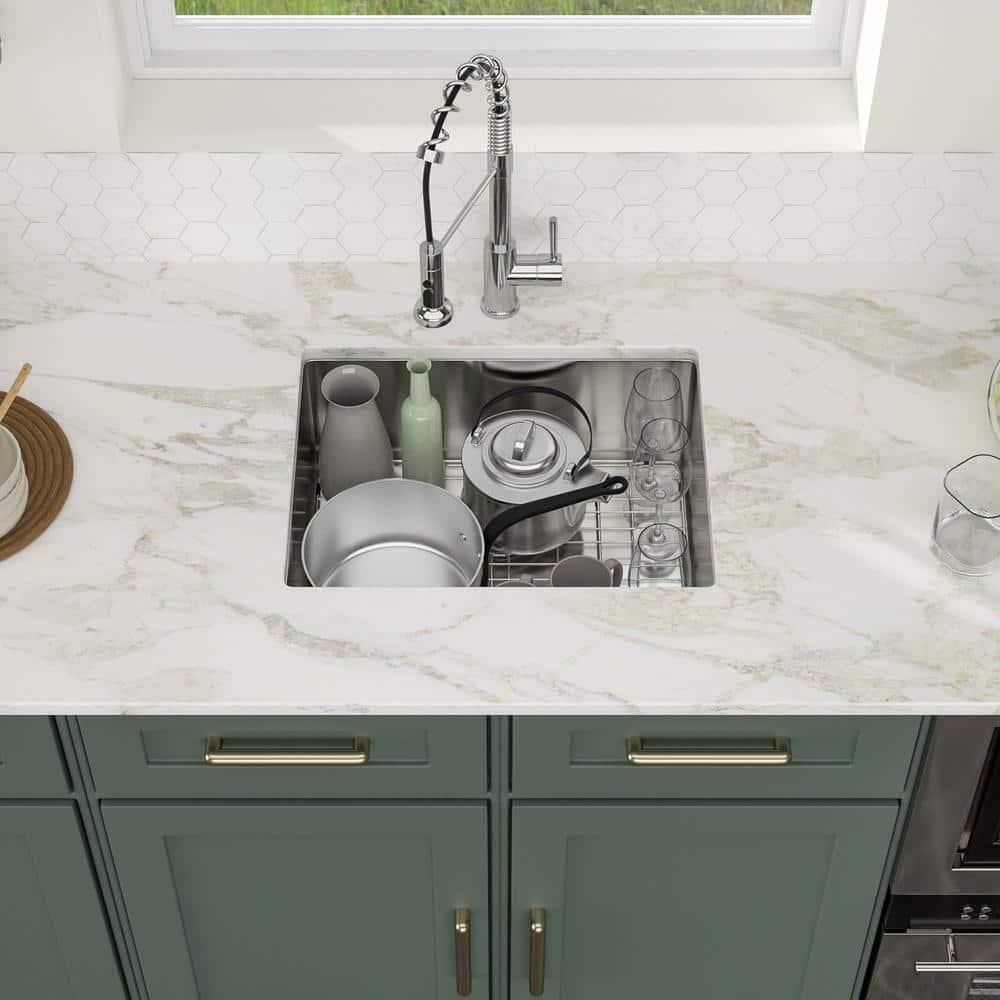 Sarlai 23 Bar Sink Stainless Steel - 23" x 18" Undermount Kitchen Sink Single Bowl 16 Gauge Stainless Steel RV Camper Wet Bar Prep Sink Basin