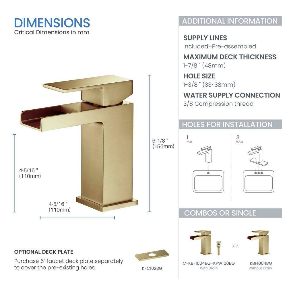 Kibi USA Single-handle Bathroom Vanity Sink Faucet w/ Water Hose Brushed Gold Brushed
