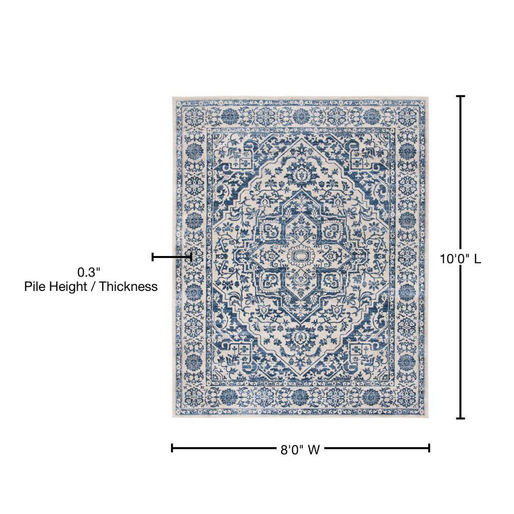SAFAVIEH Brentwood Adams Oriental Area Rug, Navy/Light Grey, 8' x 10'