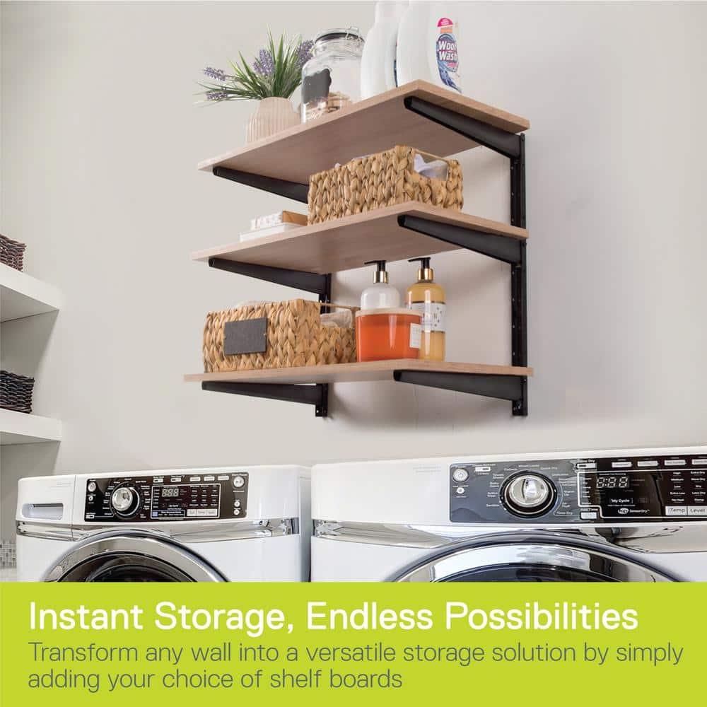 Minimalistic Black Shelf Brackets by Delta Cycle, Set of 6 Fully Adjustable 12-inch Heavy Duty Shelf Brackets, Holds Up to 480 lbs, Modern Shelf Bracket for Wood Shelves