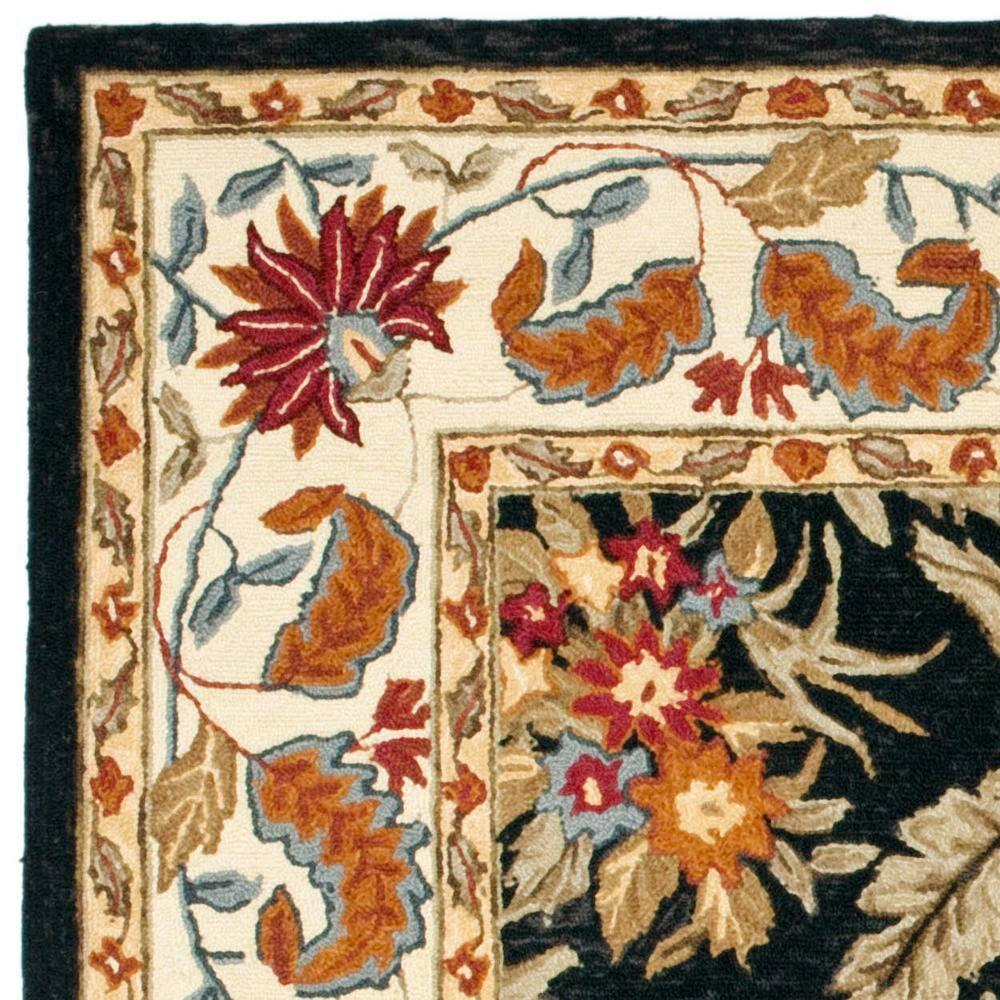 SAFAVIEH Chelsea Alaia Floral Wool Area Rug, Black, 6' x 6' Square