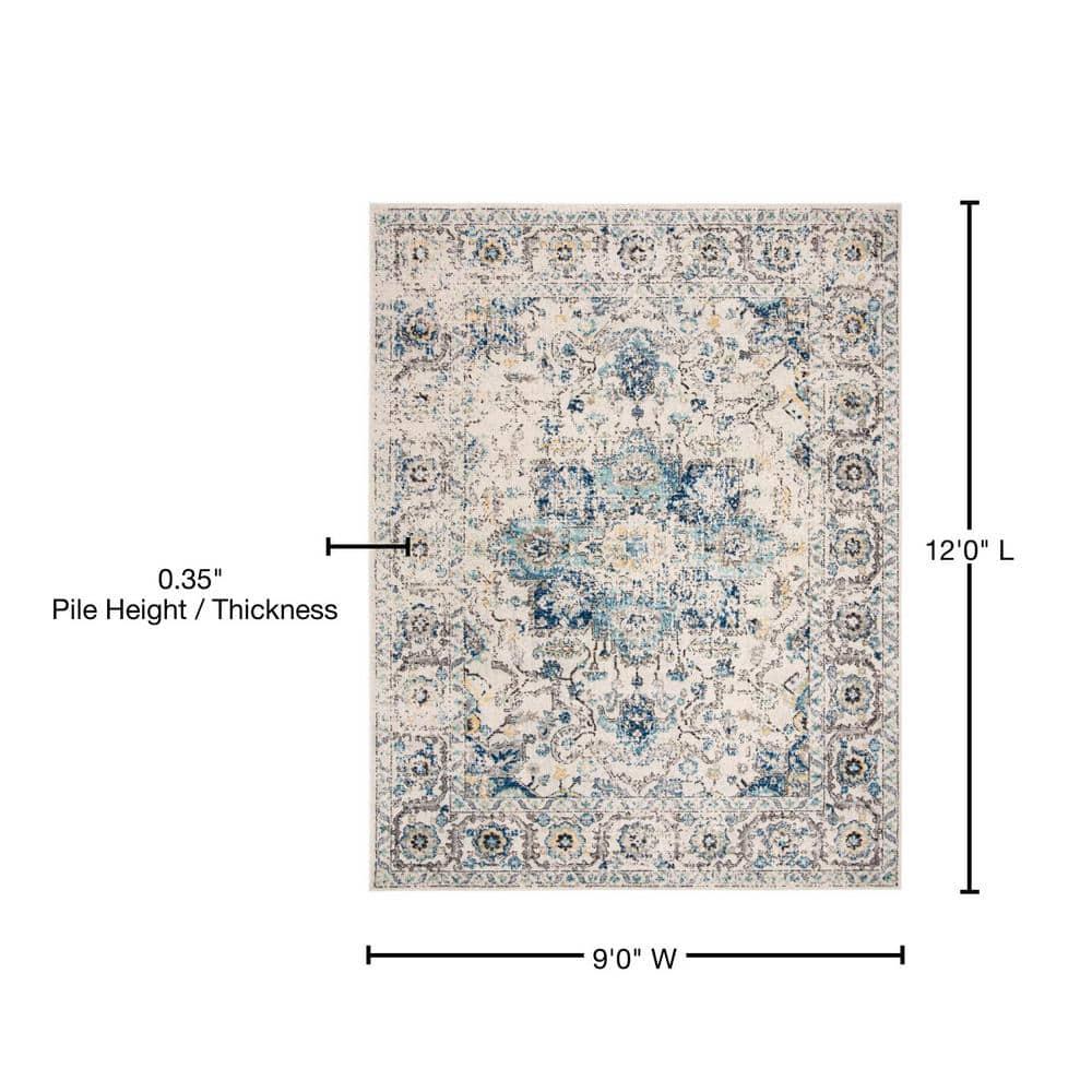 Madison MAD603 Power Loomed Indoor Area Rug - Turquoise/Ivory - 9'x12' - Safavieh