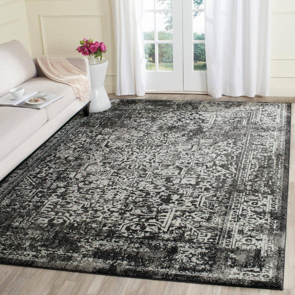 SAFAVIEH Evoke Trena Traditional Distressed Area Rug, Black/Grey, 9' x 12'