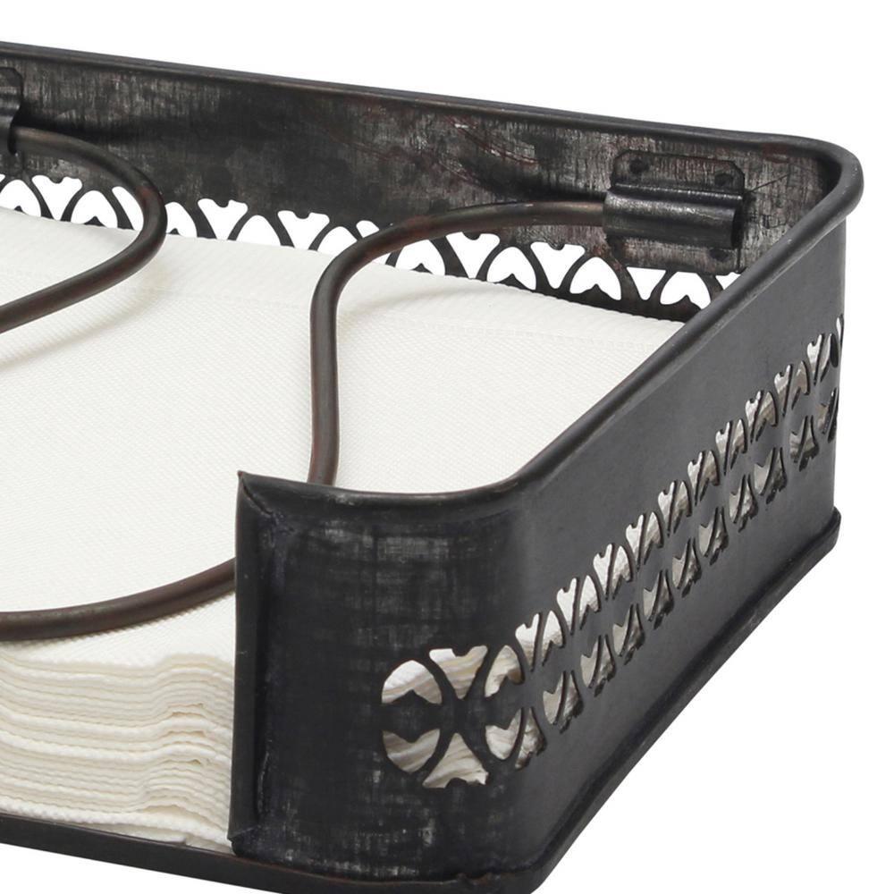 Stonebriar Galvanized Metal Decorative Napkin Holder,7"x7", Black