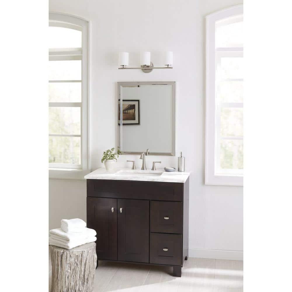 Progress Lighting Replay Collection 3-Light Bath Vanity, Polished Nickel, Shade Included