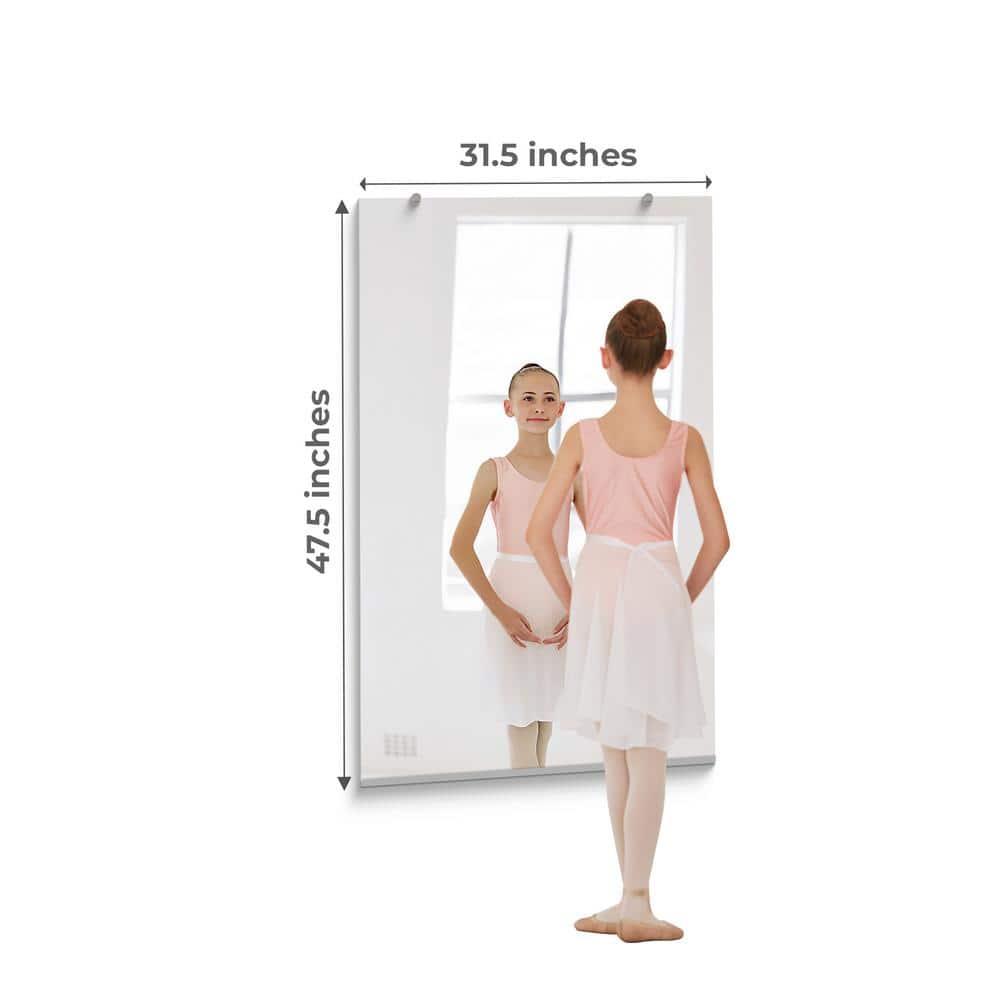 Home Gym Mirror 47.5x31.5 inches 1/4" Thick, Large Full Body Mirror for Yoga, Large Wall Mirror Full Length for Fitness, Garage, Dance Studio, Wall Mirror for Home Gym