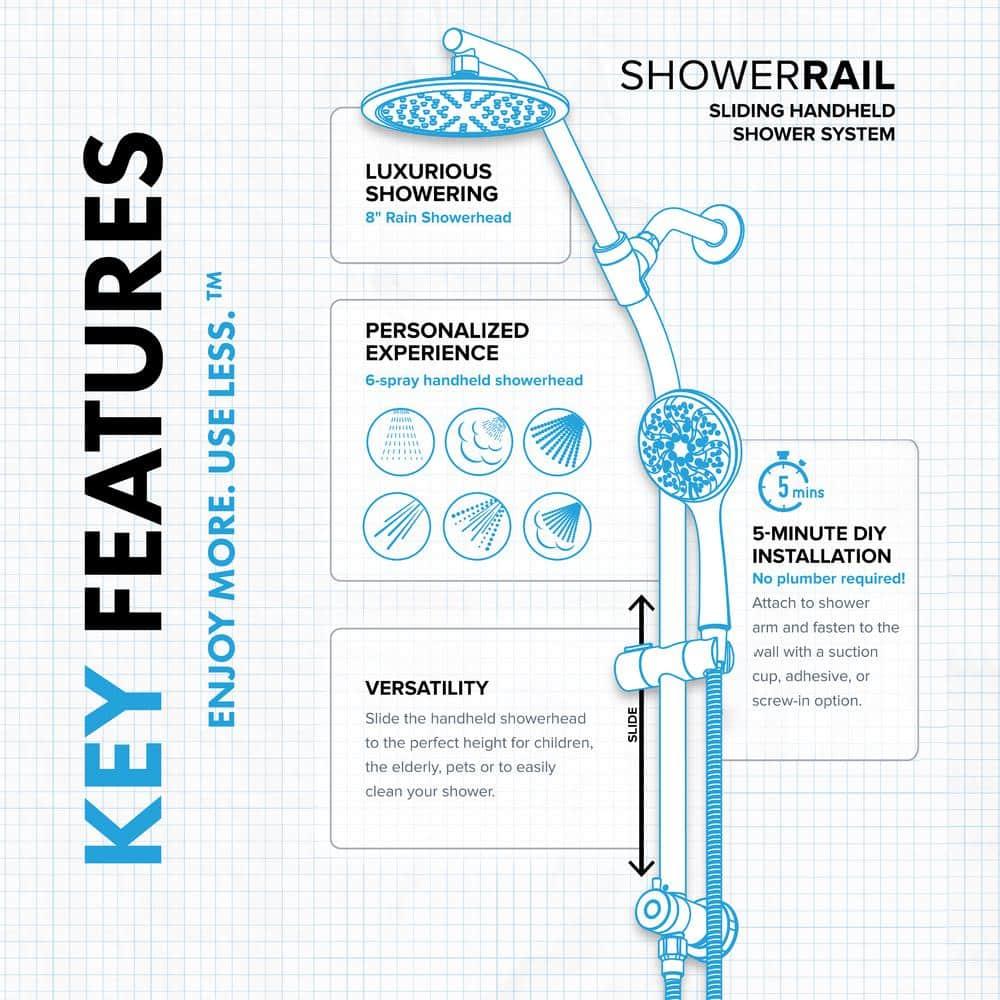 Chrome Dual Shower Head with Handheld Spray and Adjustable Height