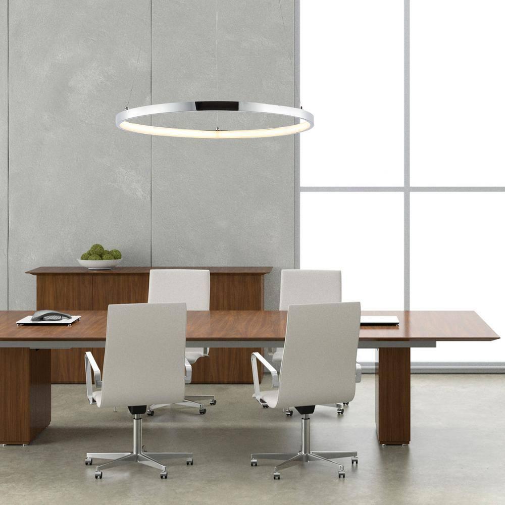 Bradley 15.75 in. 1-Light Integrated LED Chrome Modern Contemporary Metal Round Pendant
