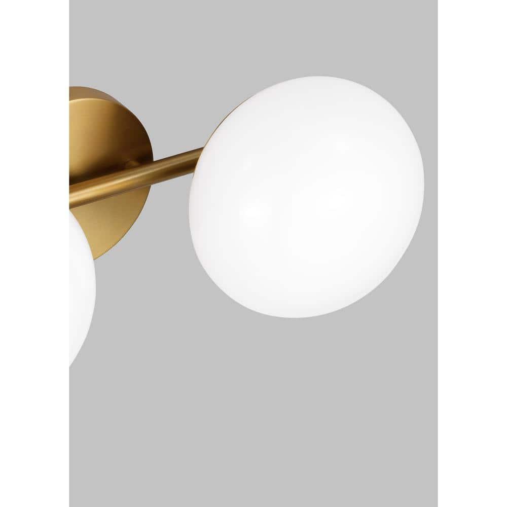 Ellen DeGeneres Crafted Symmetrical 2-Light Vanity in Burnished Brass with Milk White Glass