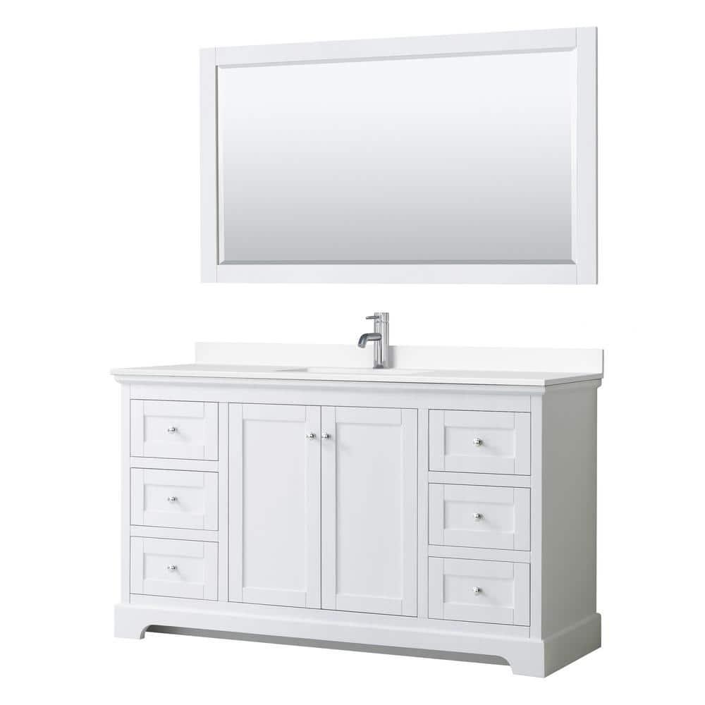 Wyndham Collection Avery 60'' Single Bathroom Vanity with Marble Top with Mirror