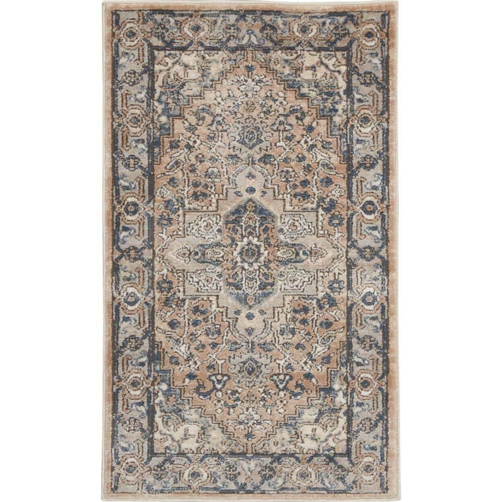 Nourison Concerto Center Medallion Indoor Rug Beige Grey 2'2" x 3'9"