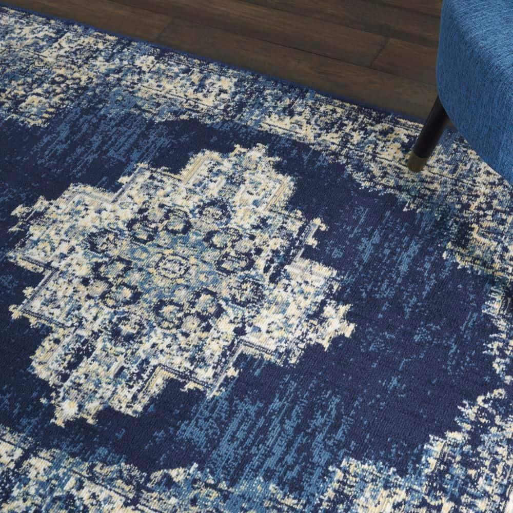 Charlton Home® Golter Grafix 5'3" X 7'3" Navy Blue Vintage Indoor Rug