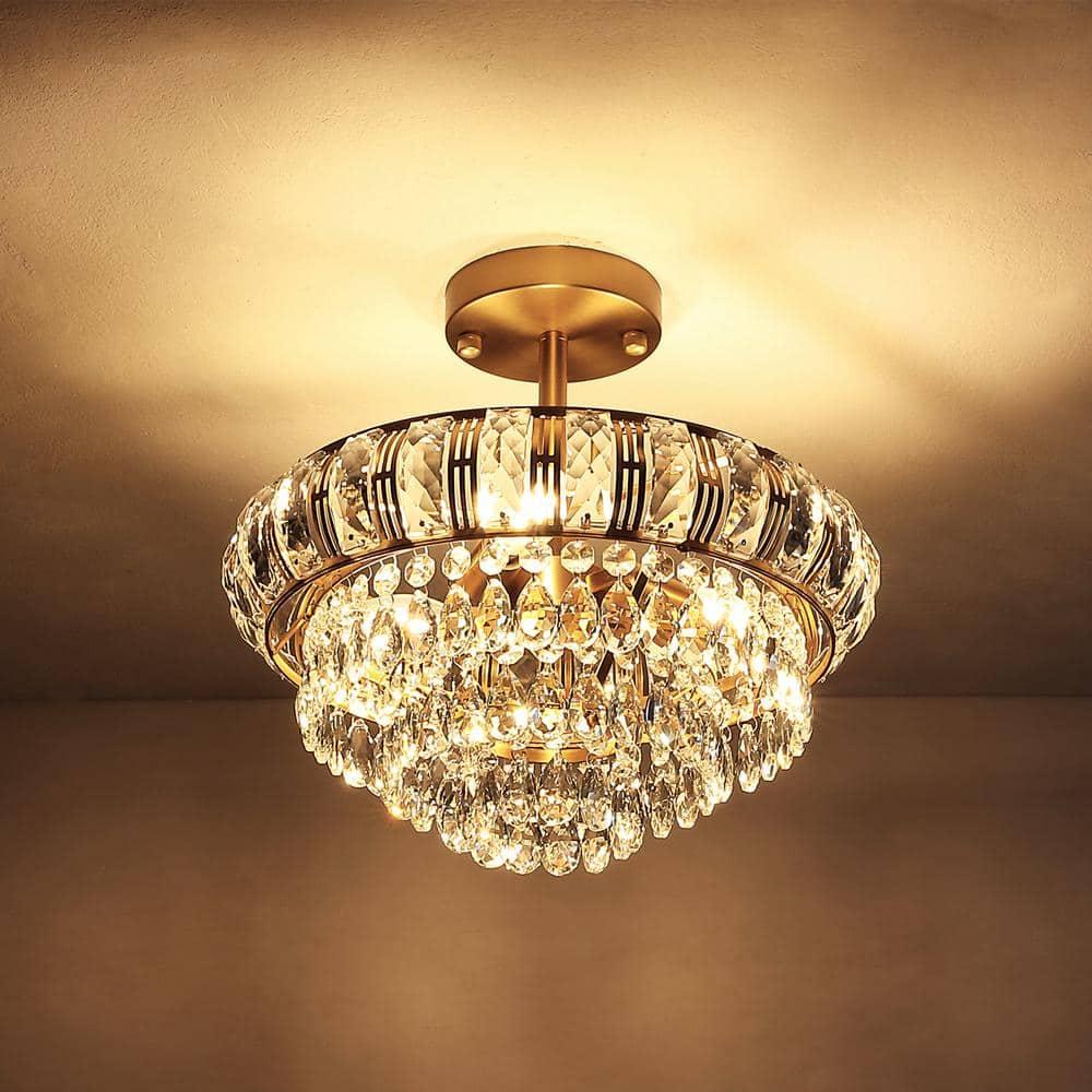 GetLedel 3-Light Empire Crystal Chandelier Gold N/A Gold
