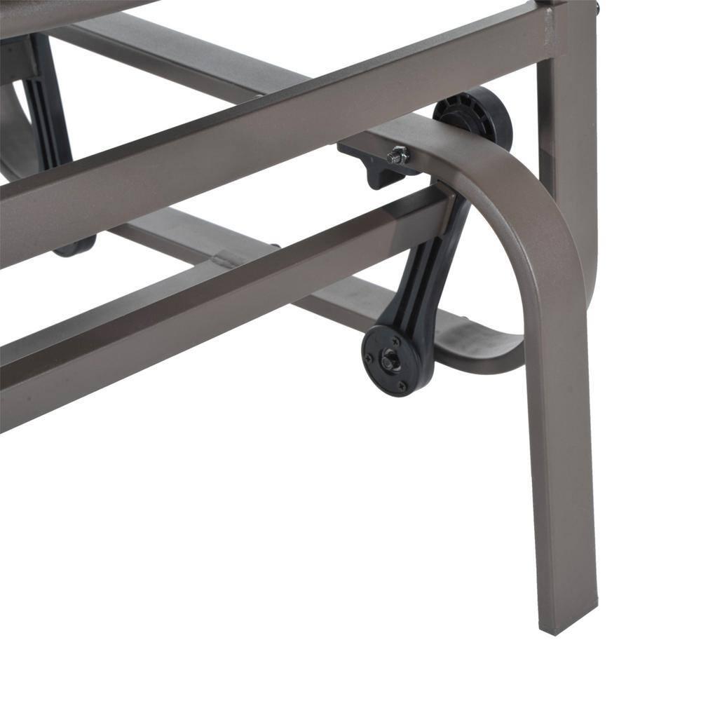 Gray Steel Outdoor Patio Glider Chair with Brown Frame