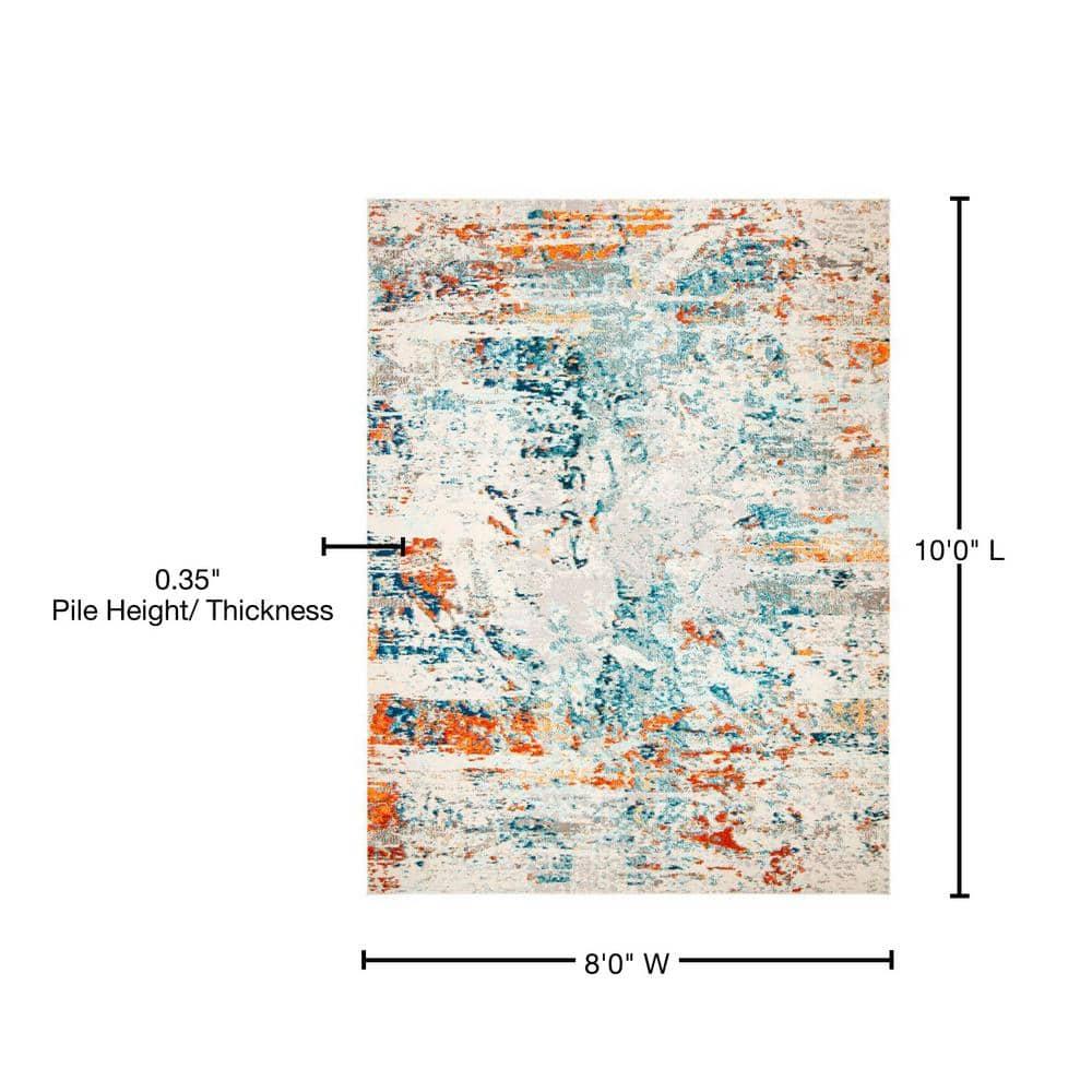 Madison MAD478 Power Loomed Indoor Area Rug - Cream/Orange - 8'x10' - Safavieh