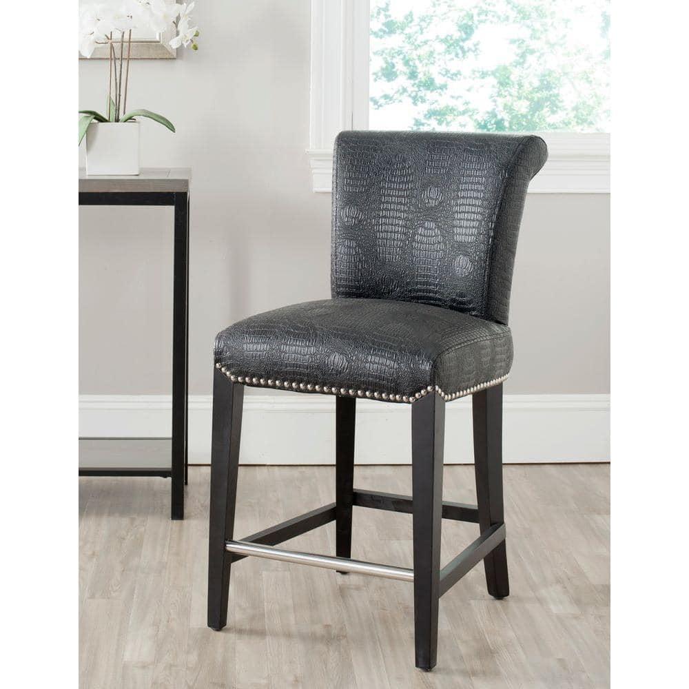 SAFAVIEH Seth Counter Stool Black / Crocodile