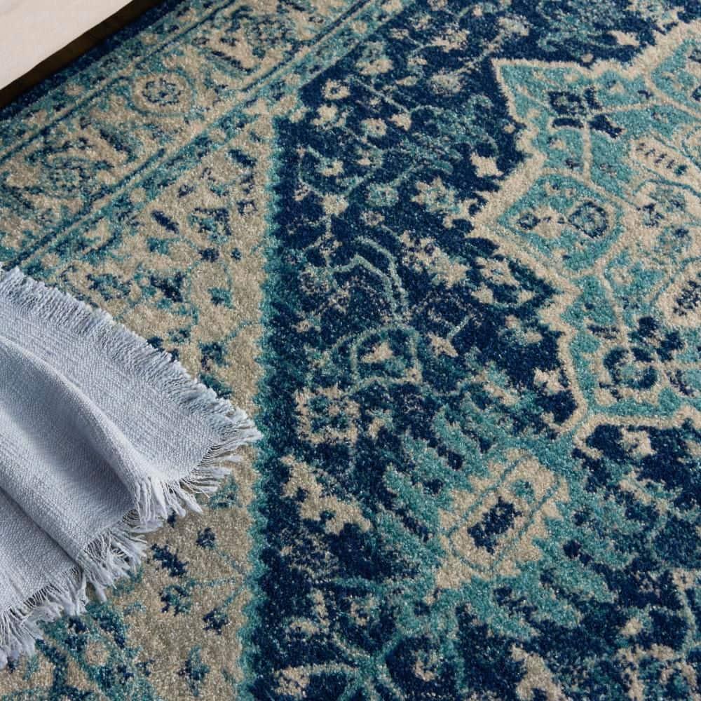 Nourison Tranquil Persian Indoor Rug Ivory Navy 5'3" x 7'3"