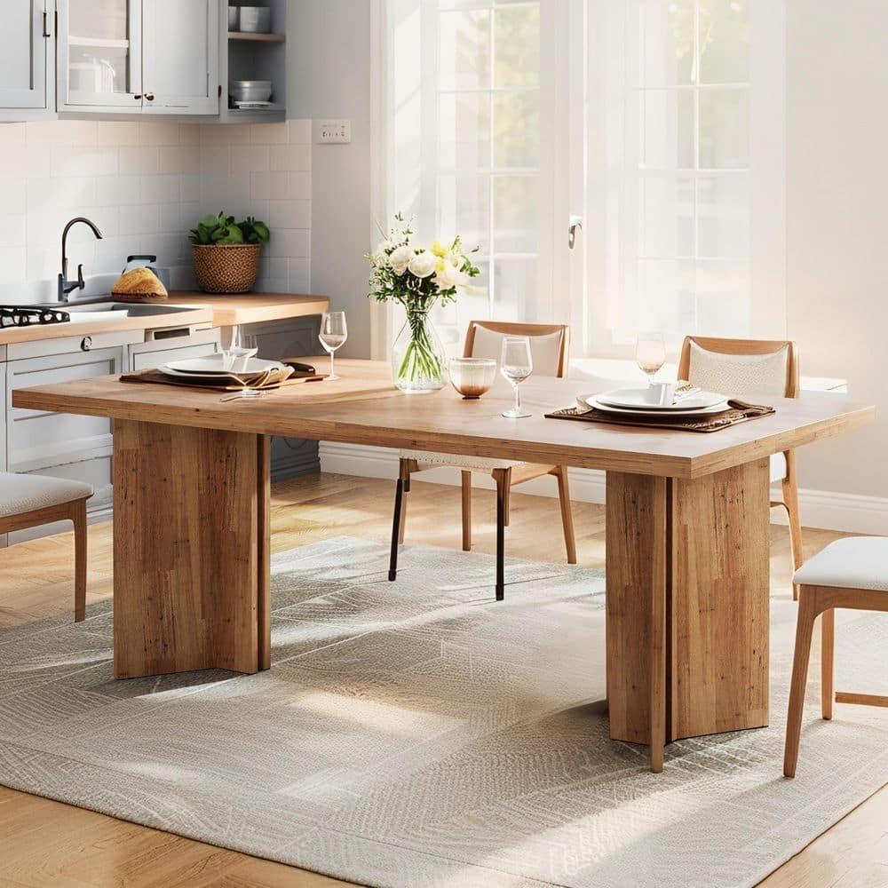 Tribesigns 63" Rectangular Dining Table for 4-6 People, Walnut