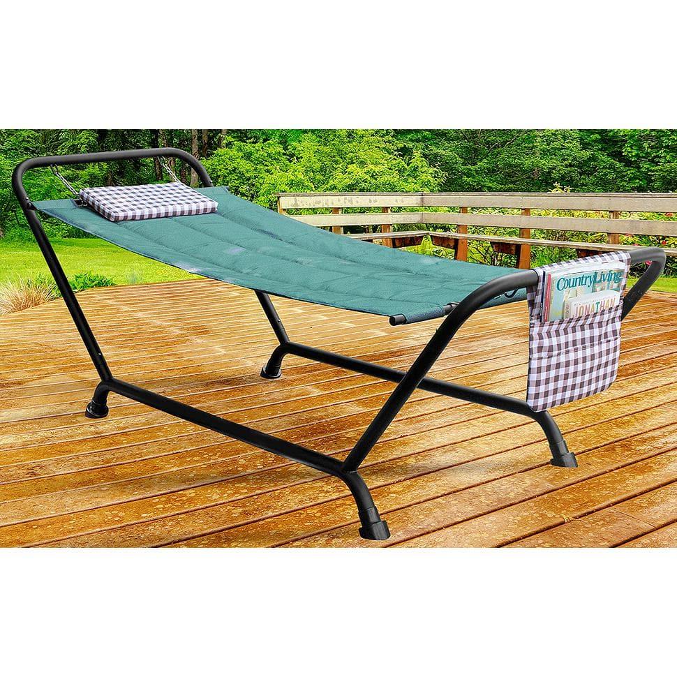 Sorbus Hammock Bed with Stand, Pillow and Storage Pockets- Heavy Duty 500lbs Support- Weather Resistant Outdoor Hammock- For Patio, Backyard, Poolside