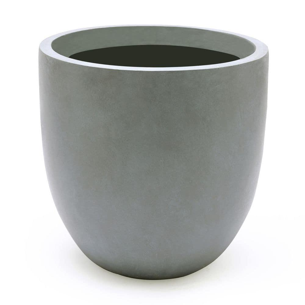 LuxenHome Round Tapered 12.2" H Flower Pot Planter Gray