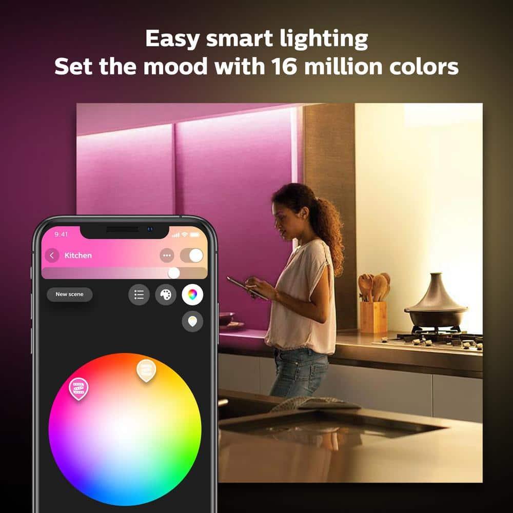 Philips Hue White and Color Ambiance Bluetooth-enabled Lightstrip Extension: LED, Multicolored, Indoor, Plastic, 16M Settings