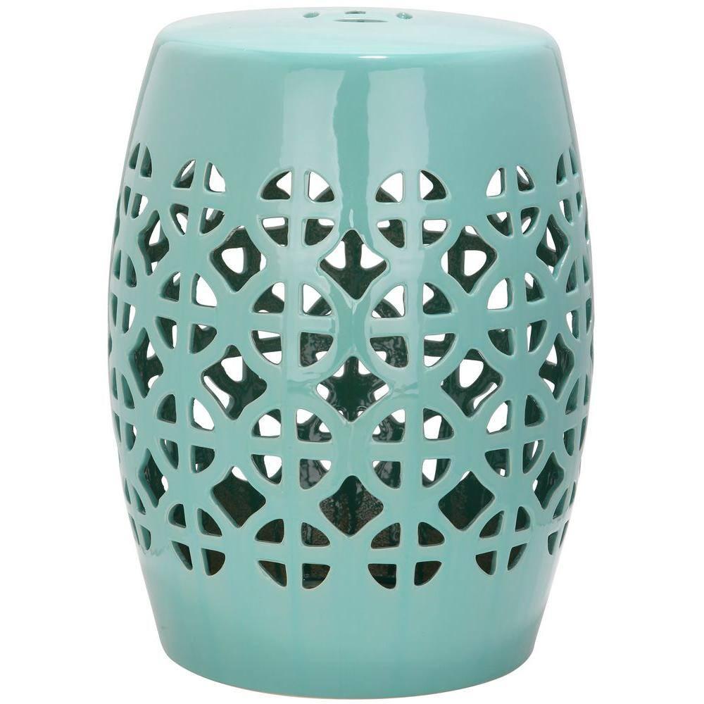Circle Lattice Garden Stool - Indoor/Outdoor - ACS4508 - Blue - Safavieh
