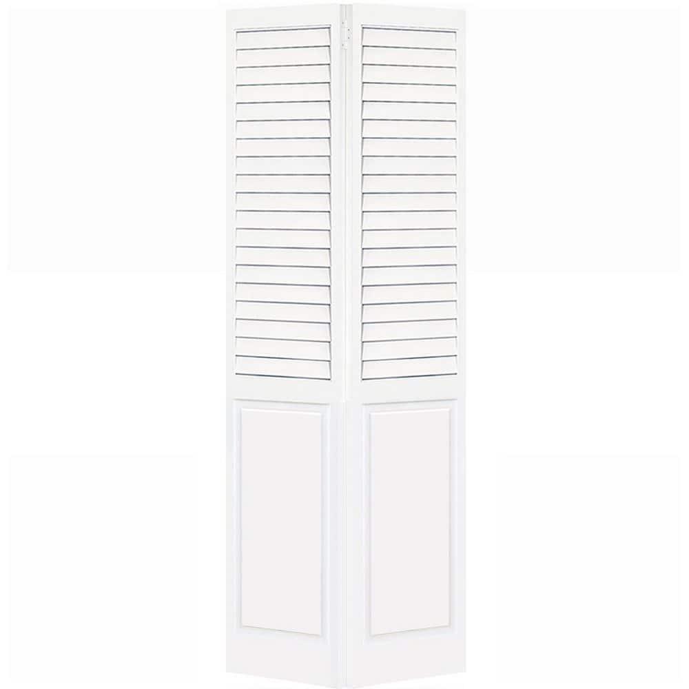Kimberly Bay Closet Door, Bi-Fold, Plantation Louver-Panel Solid Core White 80 In. X 30 In.