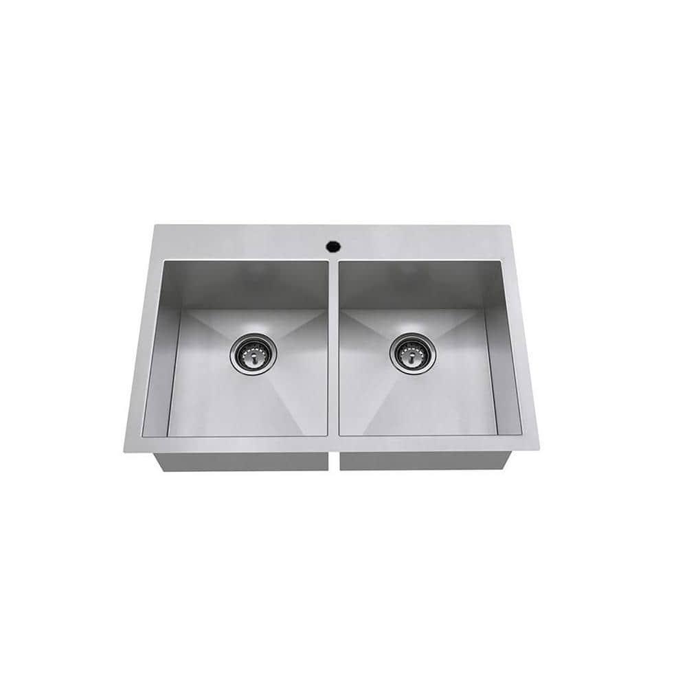 Edgewater 33'' L Undermount Double Bowl Stainless Steel Kitchen Sink