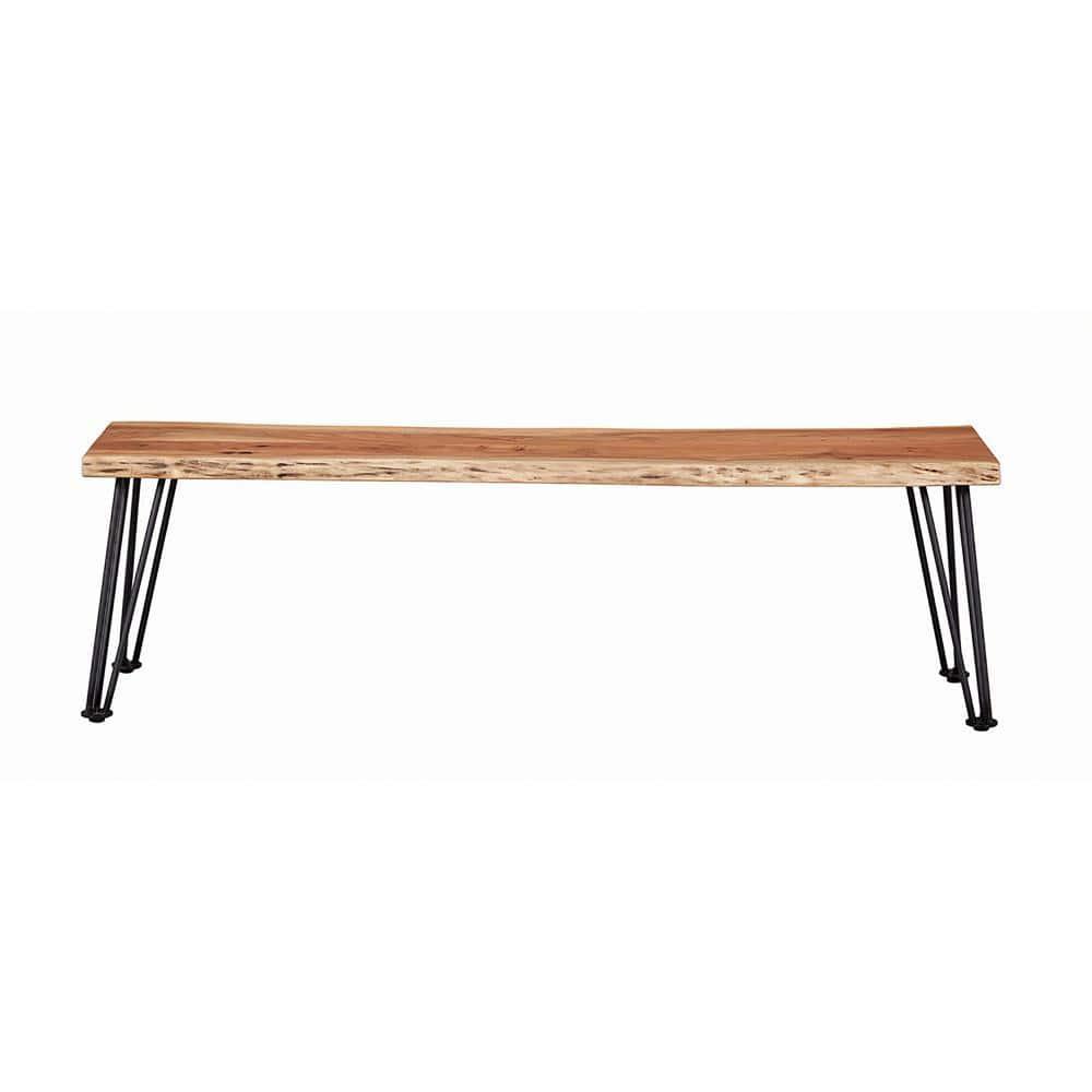 Coaster Sherman Wood Live-edge Bench Natural Acacia and Matte Black