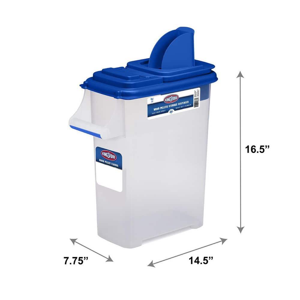 Clear and Blue Heavy-Duty Wood Pellet Storage Dispenser