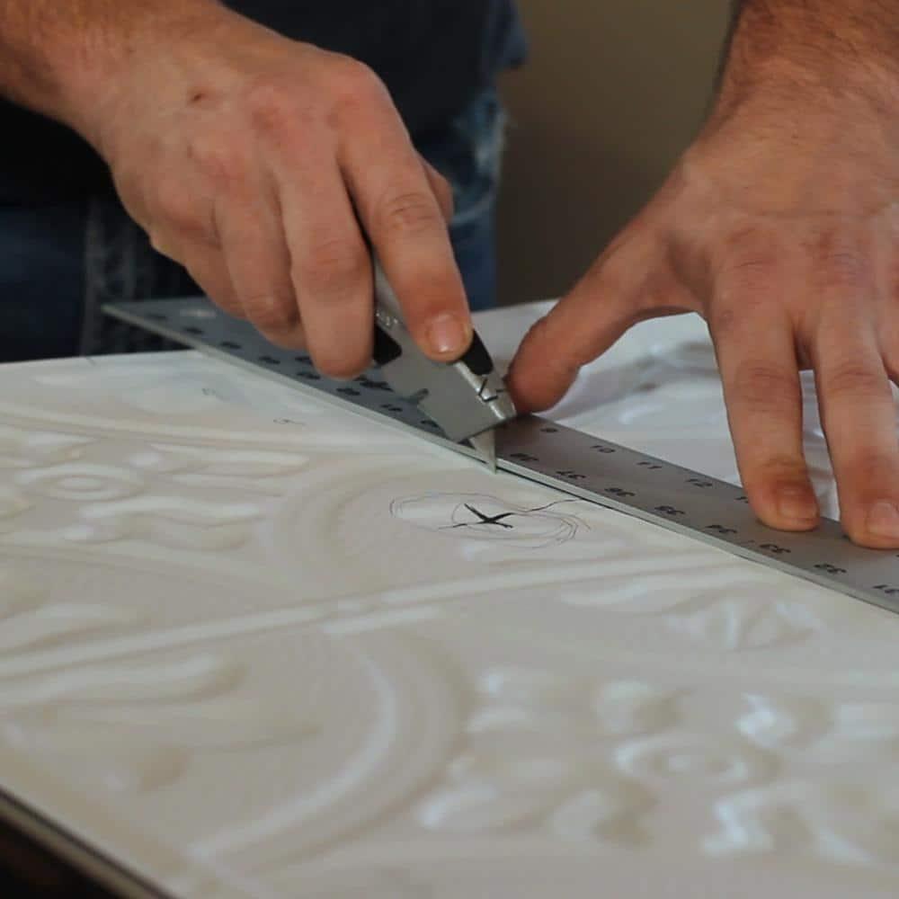 23'' L x 23'' W Textured Vinyl Glue Up Ceiling Tile