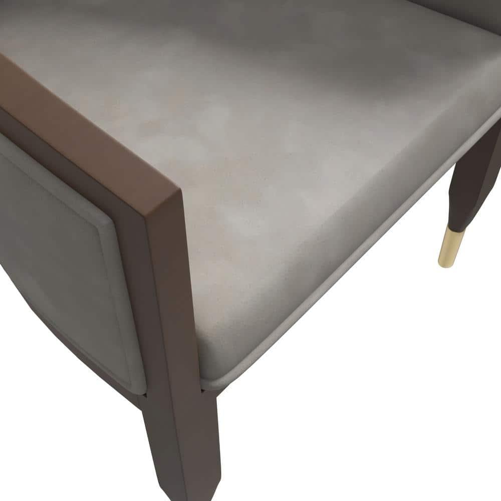 Everly Quinn Jacinto Dining Chair Upholstered In Leather With Rubberwood Frame And Legs With Gold Caps