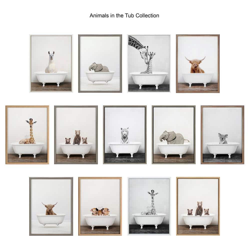 18" x 24" Blake Giraffe 2 in Tub Color Framed Printed Glass by Amy Peterson Art Studio Natural - Kate & Laurel All Things Decor