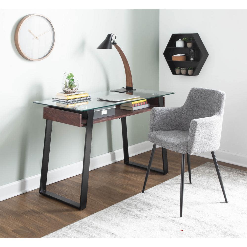 Set of 2 Andrew Contemporary Dining Accent Chairs Gray - LumiSource: Upholstered, Metal Legs, Padded Armrests