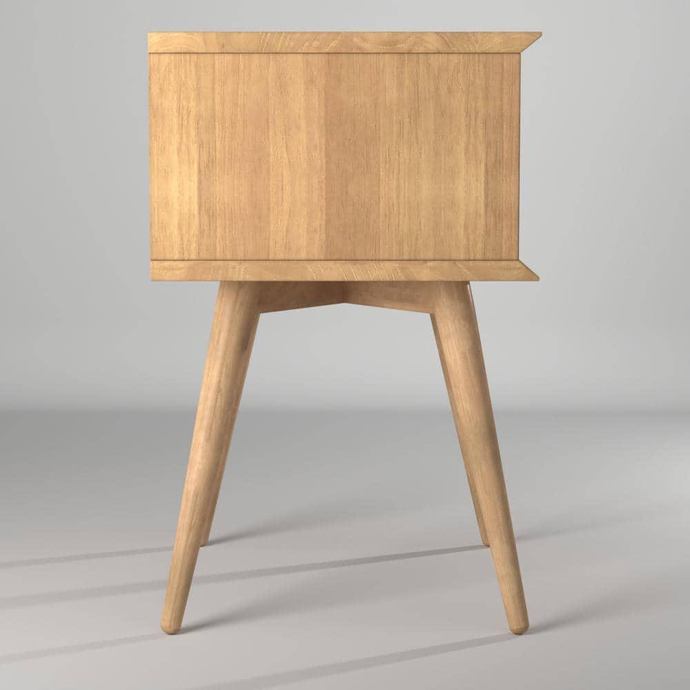 Camaflexi Mid Century Nightstand 2-Drawer Night Stand Cabinet, Scandinavian Oak