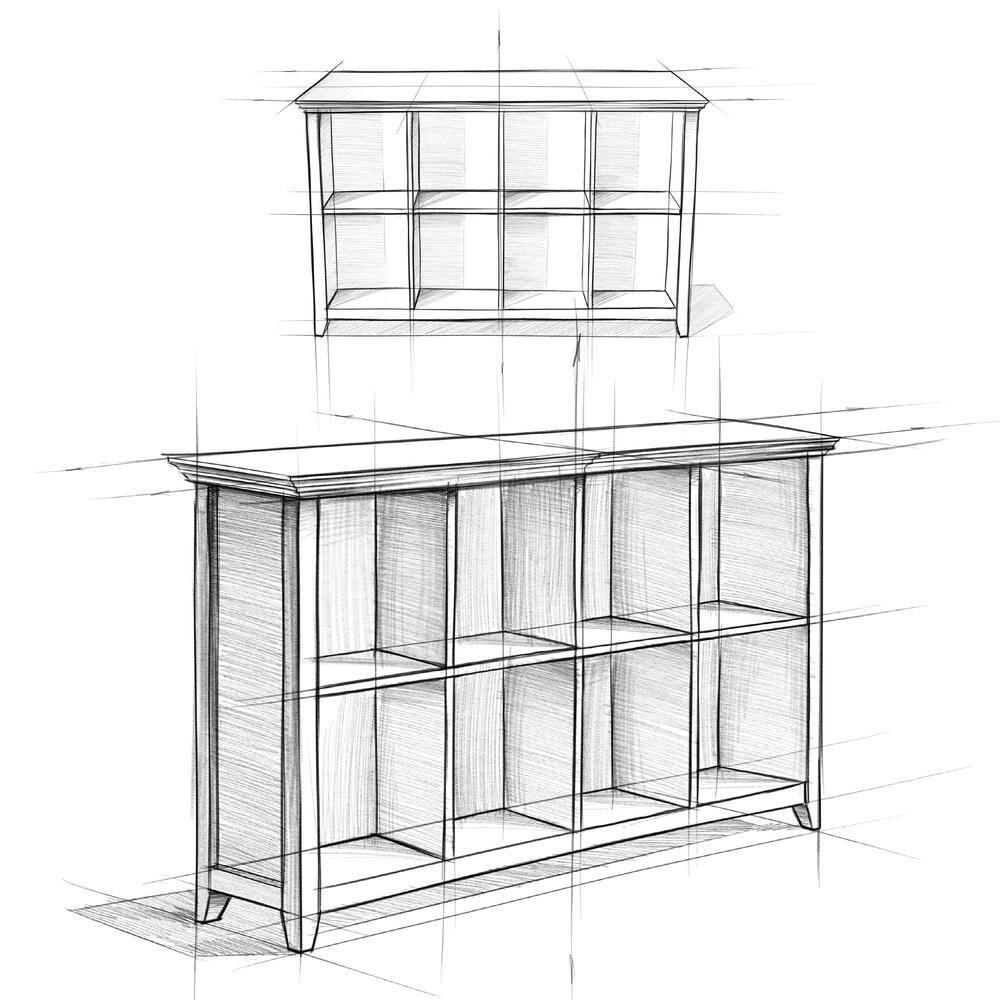 Simpli Home Acadian 57"W Solid Wood Storage Console Table